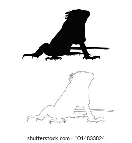 vector, isolated silhouette of a lizard on a white background