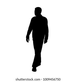 vector, isolated silhouette man alone walking