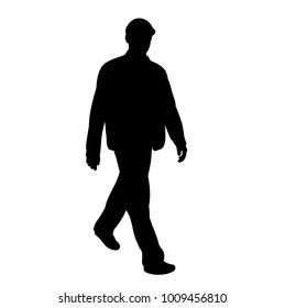 vector, isolated silhouette man alone goes on a white background