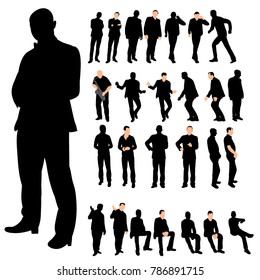 vector, isolated silhouette of man, collection