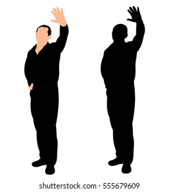 vector, isolated, silhouette of a man greeting