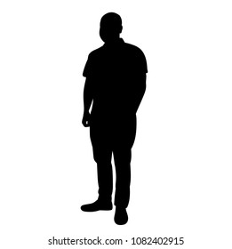 vectorial, aislado, silueta de hombre sobre fondo blanco