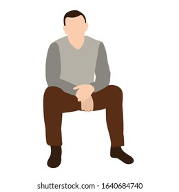 vector, isolated, silhouette man sitting