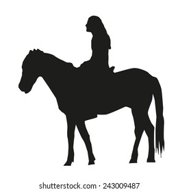 Vector isolated silhouette of a man sitting on a horse