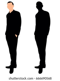 Vector, isolated, silhouette man standing