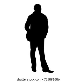 vector, isolated silhouette man standing alone