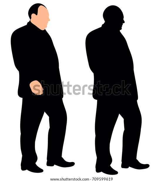 vector isolated silhouette man standing sideways stock vector royalty free 709599619 shutterstock