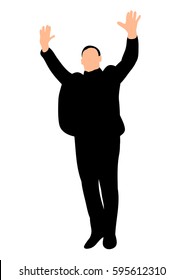 
vector isolated silhouette of a man waving his arms