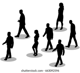 Vector, isolated, silhouette of a man a woman walking in