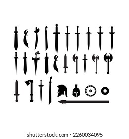 vector aislado. espadas de melena de silueta. establecer colección.