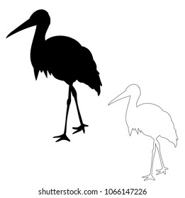 vector, isolated, silhouette, outline ayst, heron
