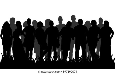 Vector Isolated Silhouette People Crowd People Stock Vector (Royalty ...