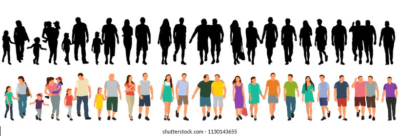 Vector, Isolated, Silhouette People Go