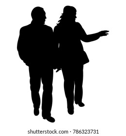 vector, isolated silhouette people go