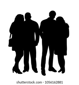 vector, isolated silhouette people, group