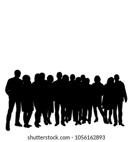 Vector, Isolated Silhouette People, Group, Crowd