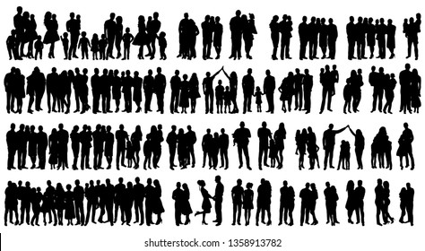 vector isolated silhouette people set