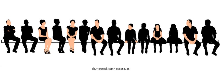 vector, isolated, silhouette a lot of people sit