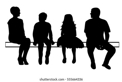 vector, isolated, silhouette people sitting