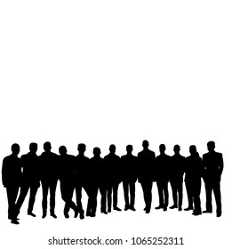 vector, isolated, silhouette people stand crowd
