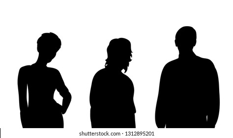 vector, isolated, silhouette people standing men and women