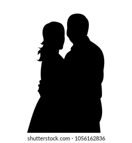 vector, isolated silhouette portrait guy and girl