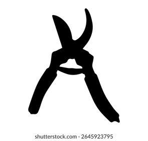 Vetor, silhueta isolada de tesouras de poda.