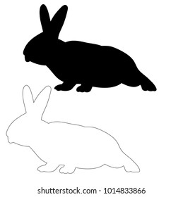 vector, isolated silhouette of a rabbit, outline of a rabbit
