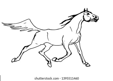 Vector Isolated Silhouette Running White Horse Stock Vector (Royalty ...