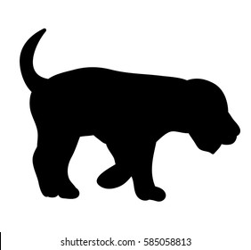 Vector Isolated Silhouette Of A Sad Dog