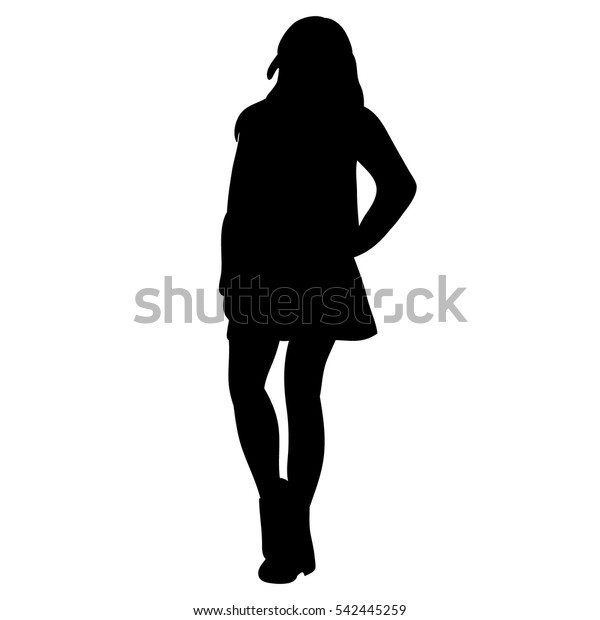 Vector Isolated Silhouette Teenager Girls Stock Vector (Royalty Free ...