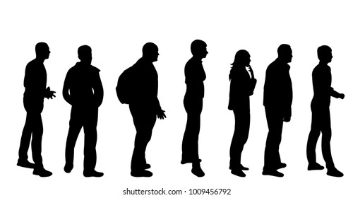 vector, isolated silhouette turn, crowd