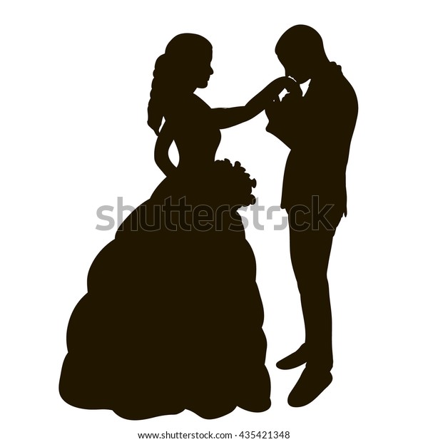 Vector Isolated Silhouette Wedding Bride Groom Stock Vector (Royalty ...