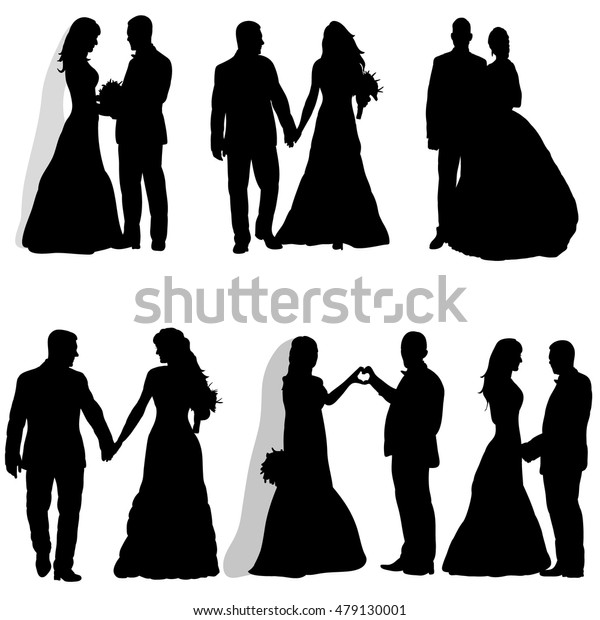 Image Vectorielle Isolee Silhouette Mariage Mariee Image Vectorielle De Stock Libre De Droits