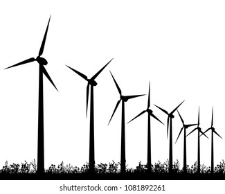 vector, isolated silhouette of a windmill, outdoor