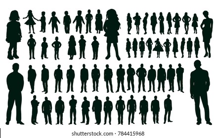 vector, isolated silhouettes set people