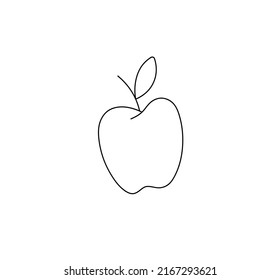 Vector isolated simple apple colorless black and white contour line drawing