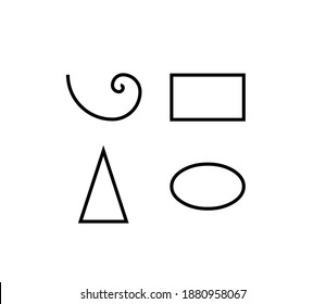 Vector isolated simple contour line golden ratio  geometric shapes. The Golden section spiral rectangle triangle oval.