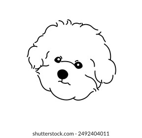 Vector isolated simple dog portrait maltese lapdog breed tattoo colorless black and white contour line easy drawing