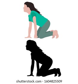 vector, isolated, simple drawing girl, flat style
