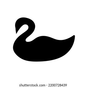 Vector isolated simple floating swan side view colorless black outline silhouette shadow shape