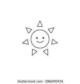 Vector isolated simple geometric smiling sun contour line icon logotype symbol emblem