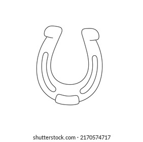 Vector isolated simple horseshoe colorless black and white contour line drawing