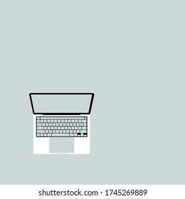 Vector isolated simple laptop on gray background with empty space, three color concept, minimal concept, minimalism, monochrome, poster and postcard, illustration
