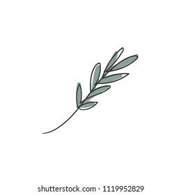 Vector isolated simple leaf sketch illustration.