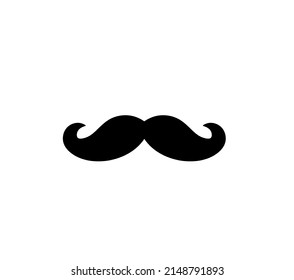 Vector isolated simple man mustache with curls outline black colored silhouette shadow symbol