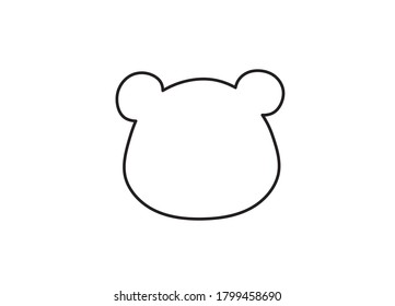 Vector isolated simple minimal bear head contour shape outline. Single line bear head form. 