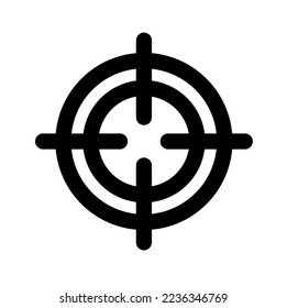 Vector isolated simple minimal circle lines aim optical sight telescope colorless black and white contour silhouette shadow shape stencil