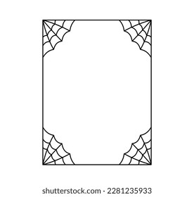 Vector isolated simple minimal decorative cobweb spider web in corners rectangle frame colorless black and white contour line easy drawing