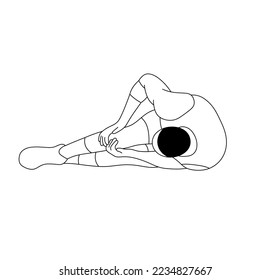 Vector isolated simple minimal fallen lying man athlete with a knee injury colorless black and white contour line easy drawing